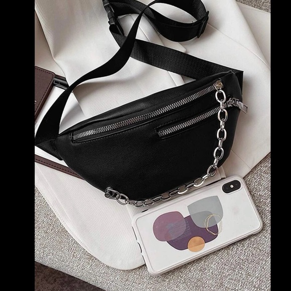 💙 Women’s Leather Chain Decor Release Buckle Adjustable Strap Fanny Pack - Picture 4 of 7